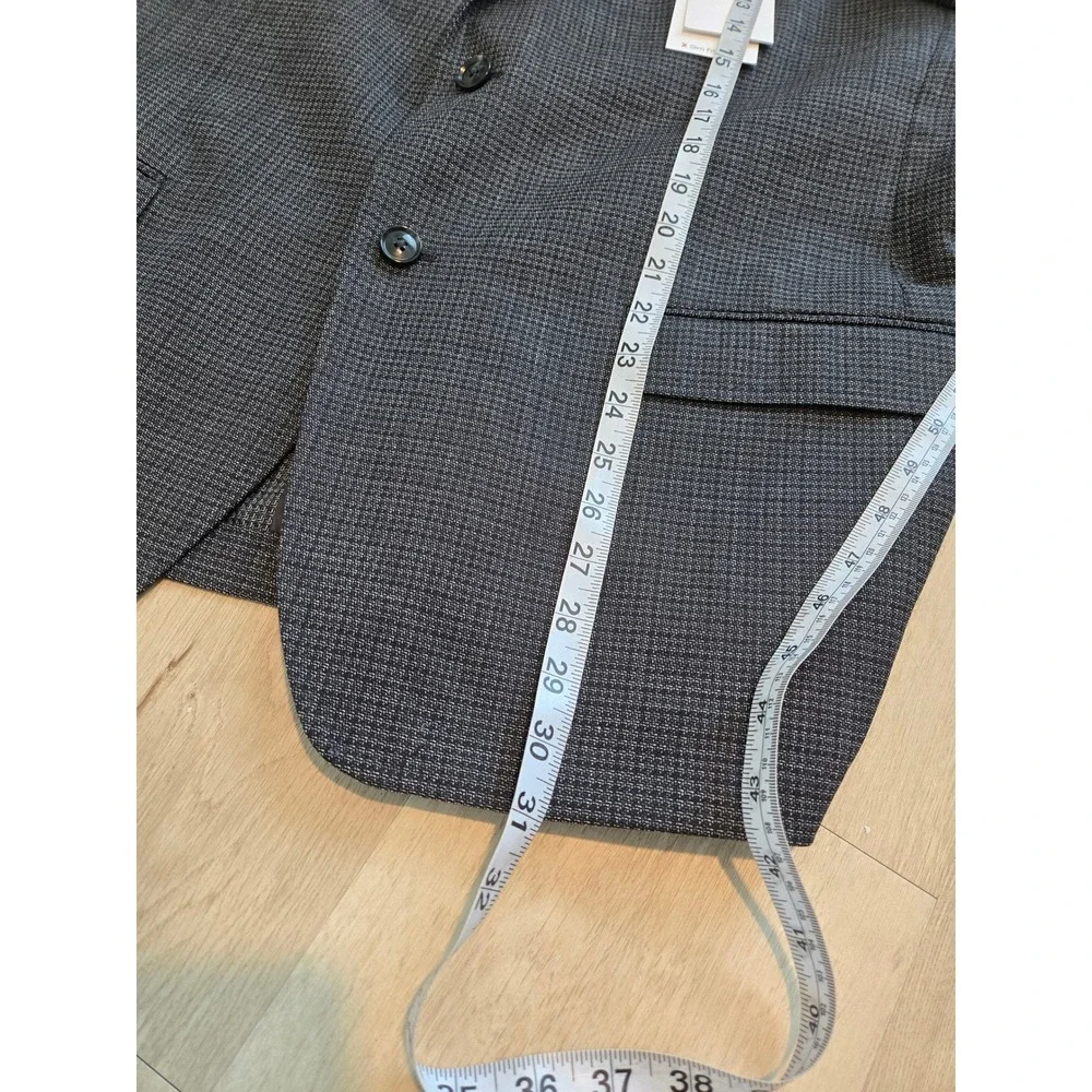 Calvin Klein X Slim Fit Grey Micro Houndstooth Wool Blend Blazer Jacket 46R NEW